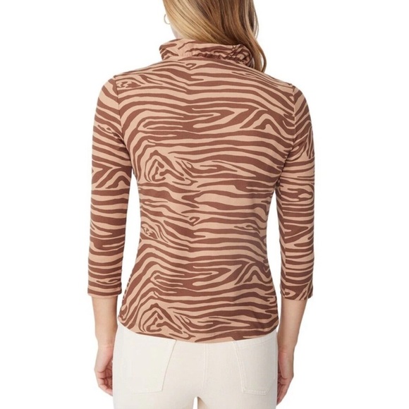 J. McLaughlin Durham Ruffle Catalina Cloth Blouse Midi Bengal Print 3/4 Sleeve - Picture 2 of 7